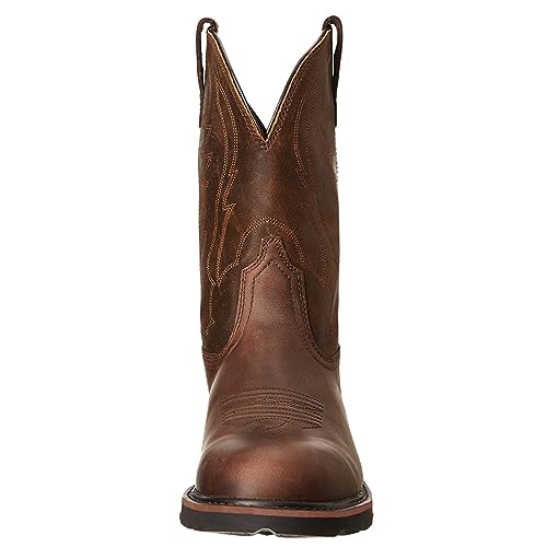 Mens Cowboy Boots Square Toe Embroidered Wide Calf Boots Slip On Brown Leathe Western Mens Winter Boots4