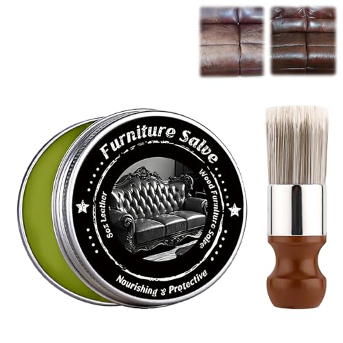 Furniture Salve & Brush, Polisher and Conditioner for Leather Couch Furniture, Leather and Wood Furniture Salve with Brush or Home, Sofa, Car Seats