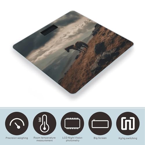 Báscula digital para baño con diseño de caballo y pantalla LCD brillante miniatura 3