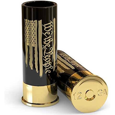 Old Southern Brass 12 Gauge Shot Glasses Set of 4 - We The People Patriotic American Flag Cover