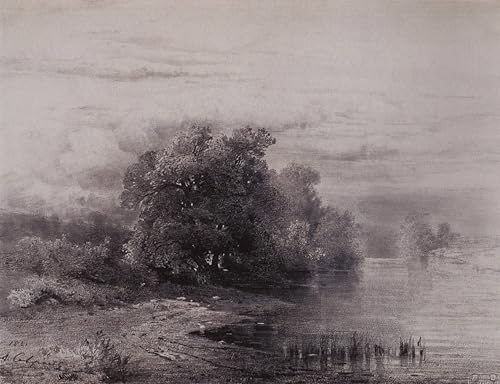 Lienzo de pinturas famosas Alberi Lungo Il Fiume de Aleksey Savrasov para pared, 60x90cm