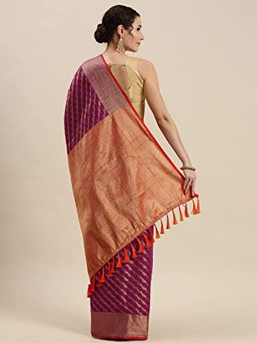 Image of Panzora Women's Banarasi Silk Woven Zari Work Saree With Unstitched Blouse Piece