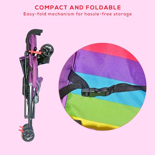Image of Safe-O-Kid Safe Pram /Buggy (0-4 Years) Model - 2023 of Baby Stroller, Foldable /Portable, Light Weight Stroller for Baby /Kids with Metal Non-Slip Buggy /Pram Clips, Purple