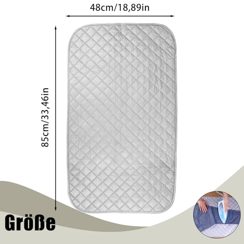 Bügelkissen Tragbares, Bügelunterlage für Tisch Bügelbrett Klein, 48 x 85cm Reise Bügelbrett Unterlage, Bügelmatte faltbar, Voll beschichtete Silberne Bügelunterlage,Trockner, Bügeleisen