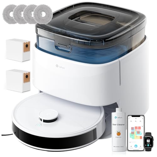 Lefant Robot Vacuum and Mop, 12000Pa Suction, 90-Day Self-Emptying, Obstacle Avoidance, Auto Mop Washing&Drying, All-in-One for Pet Hair Carpet, 5G WiFi Alexa/APP/iWatch Control, M3