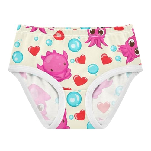 Cute Pink Squids Hearts Bubbles Girls Underwear Toddler 2t Cotton Cute Panties Girl Bright Briefs Underpants