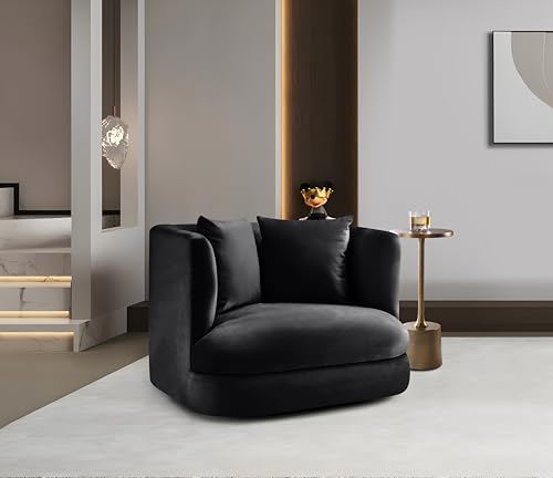 Sillón contemporáneo terciopelo negro ultra lujoso miniatura 2