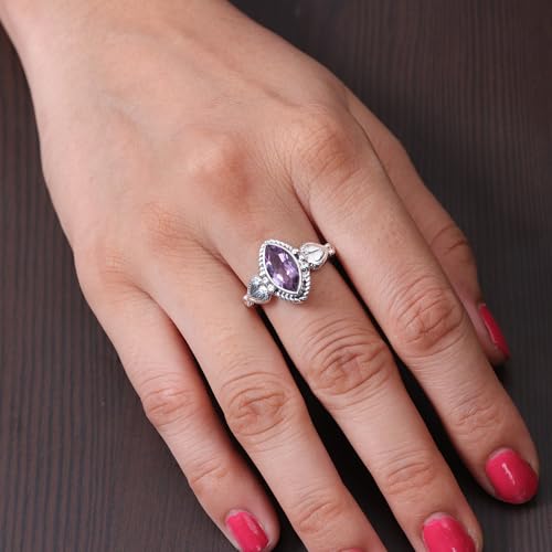 Bague améthyste vintage en argent sterling 925 pour femme - 2