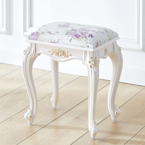 値下げしました！　猫脚スツール：ファブリックA 薔薇柄　 スツール カブリオールレッグがおしゃれなスツール、アンティーク風の猫足の椅子