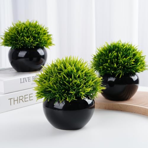 Small Fake Plants Indoor, Set of 3 Faux Plant in Pots Artificial ...