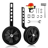 Fahrrad Stützräder Kinder - Hilfsräder Fahrrad Kinder 12 14 16 18 20 Zoll Verstellbar Stabil Leise - Kinderfahrrad Stützräder mit Licht Einfache Montage für Anfänger Outdoor - Schwarz