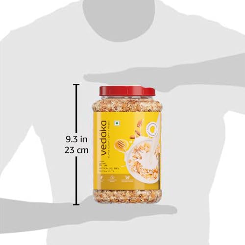 Image of Amazon Brand - Solimo Honey Almond Raisin Muesli 1 kg | Sweetened with Natural Honey | Sweetened with Natural Honey | Contains 87% of Dry Fruits, Nuts and Multigrains | Loaded with Raisins | Source of Fiber | No Added Preservatives