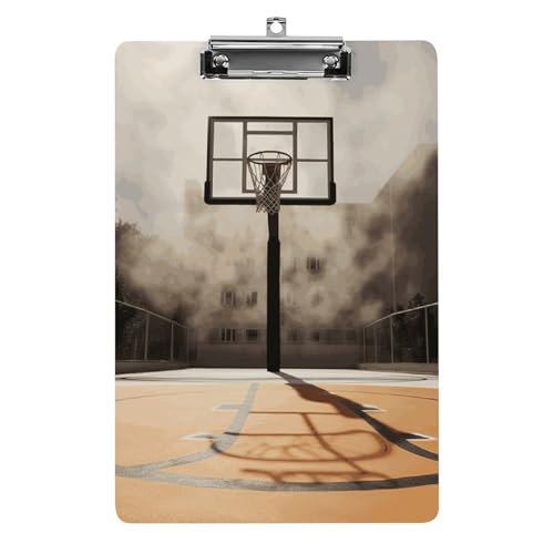 Porte-bloc en métal acrylique robuste A4 motif terrain de basket-ball