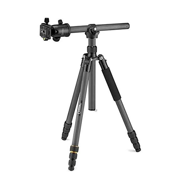 NATIONAL GEOGRAPHIC Reisestativ, 5-teilige Beine, Kohlefaser, kompatibel mit Canon, Nikon, Sony DSLR, 90 Säulen, Drehschlösser, 360-Grad-Kugelkopf, Schnellwechselplatte, 8 kg Tragkraft, Tragetasche – Bild 3