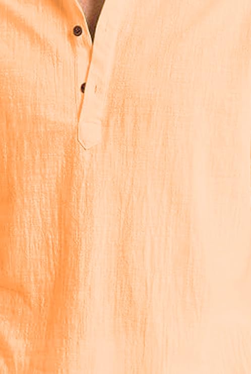 Image of Men's Full Sleeve Beige Color Cotton Blend Mandarin Slim Fit Shirt Style Kurta for Men and Boys