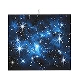 WZYWHJ Alfombrilla de secado para cocina con estrellas brillantes azules: hecha de esponja absorbente de agua, con cordón para colgar, 45,7 x 40,6 cm