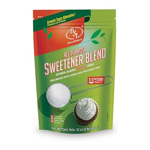 Monk Fruit Sweetener - 32 oz, Allulose, Stevia & Erythritol Blend, 1:1 White Granular Sugar Alternative, Stevia Leaf Extract Monk Fruit Sugar | Keto, Vegan, All-Purpose, Zero Calorie - Net Carbs Monkfruit. Cover