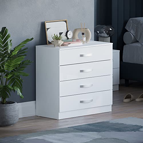 Vida Designs Hulio High Gloss 4 Drawer Chest Of Drawers, White, 72 x 75 x 36 cm - Image 3