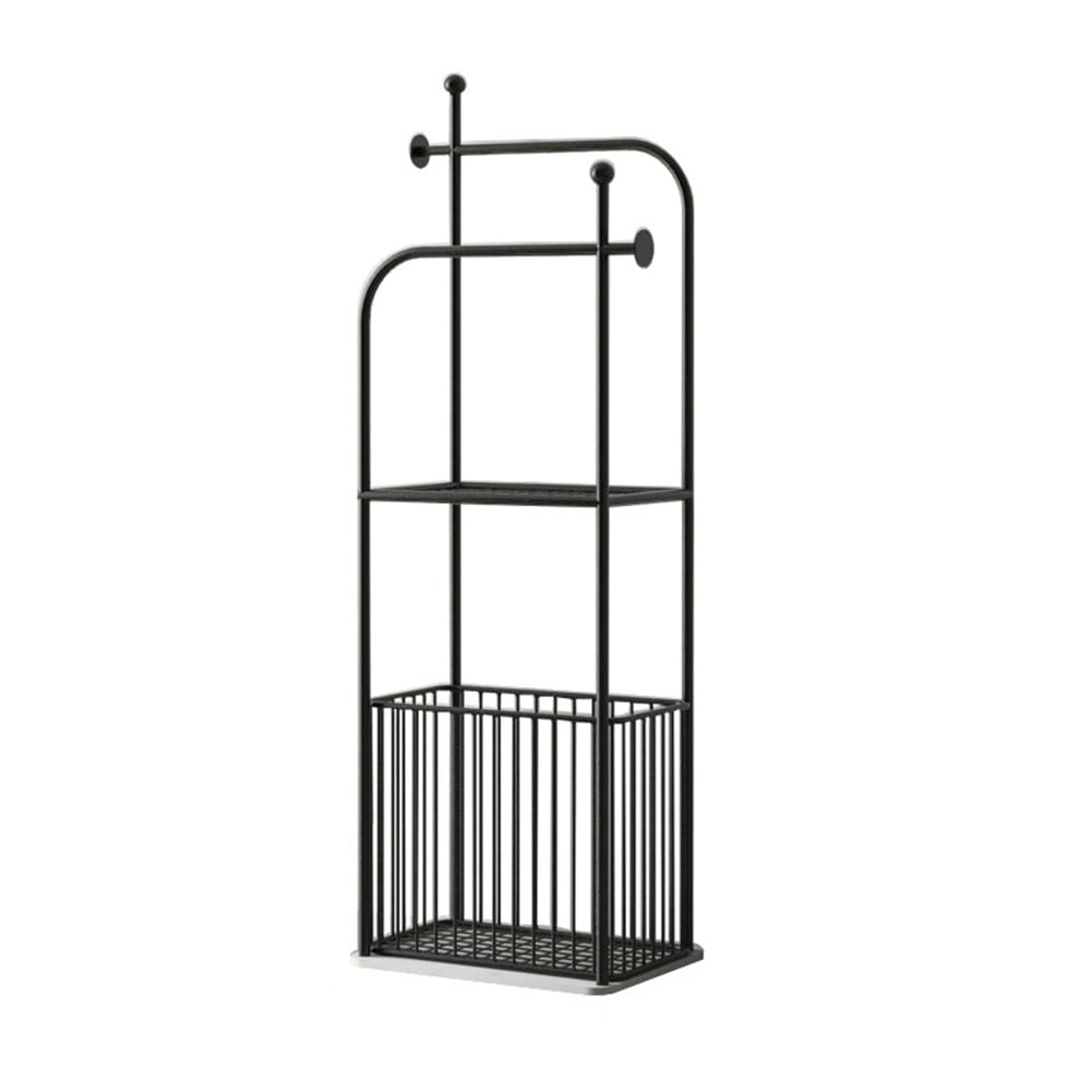 towel rail Towel Rack Bathroom Storage Floor-standing Metal Modern Toilet Shelf(Black)