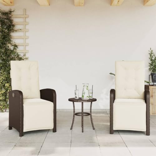 Chaise de jardin en polyrotin marron résistant aux intempéries - Lot de 3 sièges d'extérieur - 3