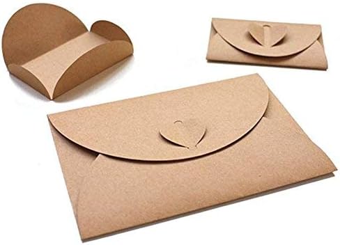 50 Mini Envelopes with Cards, 50 Pieces, 10.5 x 7 cm, Heart