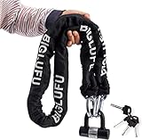 Alta y fuerte resistencia a los cortes: Fabricado con acero al manganeso 3T irrompible con una cadena cuadrada de 12 mm (0,6 pulgadas), nuestro candado para bicicletas es fuerte y resistente a una tensión de 8KN y una fuerza de corte de 17KN, lo que ofrece la máxima resistencia a los cortes.