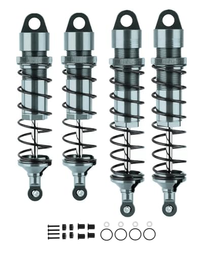 Rcarmumb Front Rear RC Shock Upgrades Part for 1/8 Sledge 4WD #95076-4, 4PCS Full Aluminum Big Bore RC Shocks Hops Up for Sledge Monster Truck,Gray