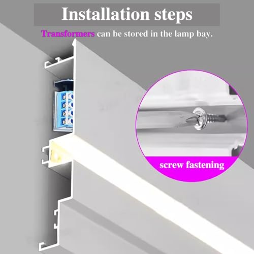 Profilé aluminium LED extra large de 500 cm pour corniche de plafond et mur