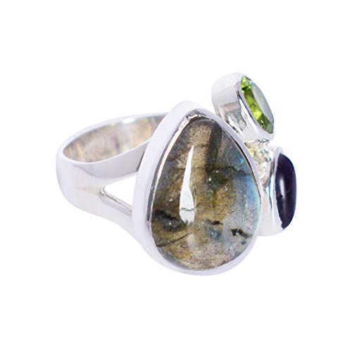 Bague labradorite péridot améthyste argent pour sublimer vos tenues quotidiennes