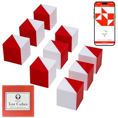 PrfcNL IQ Test Cubes (Natural Edition) 9 Kohs Cubes, Practice For Block Design Test, BDT, WPPSI, WAIS And WISC Tests, Montessori Educational Blocks To Improve Concentration, Coordination And Memory