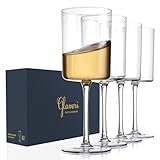 Square Wine Glasses Set of 4-16 oz - Crystal Wine Glass Set in Gift Packaging - Large Red Wine Glass on Long Stem - Housewarming Gifts New Home - Glasses Drinking Set - For White & Red Wine
