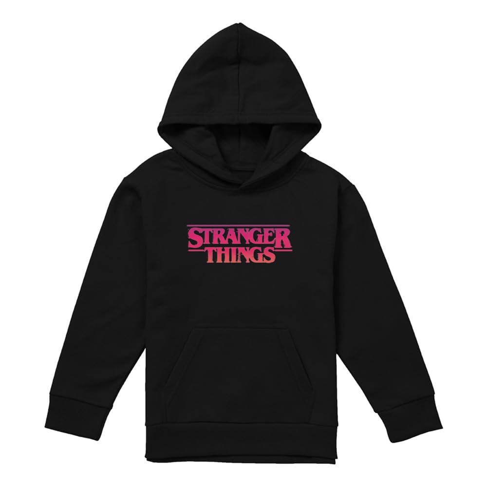 Stranger Things Sunset Logo Youth Kids Boy Girls Pull-Over Hoodie, Navy, 12-13