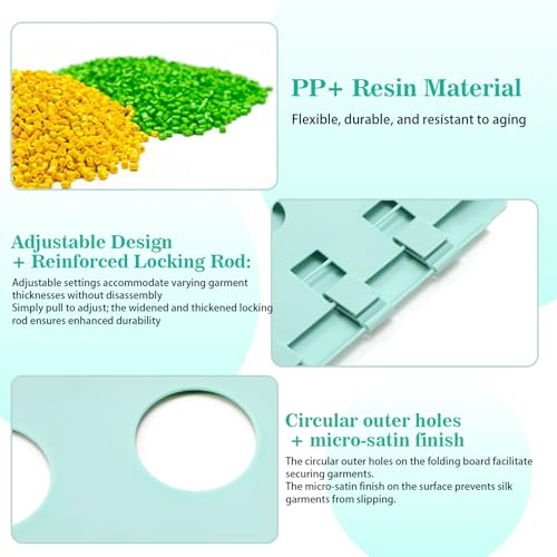Faltbrett für Erwachsene - Innovatives und Platzsparendes Kleiderfaltbrett, Vielseitiger Organisator für T-Shirts, Hemden und Mäntel, Verstellbares und Langlebiges Design in Grün für Effektive Kleidun