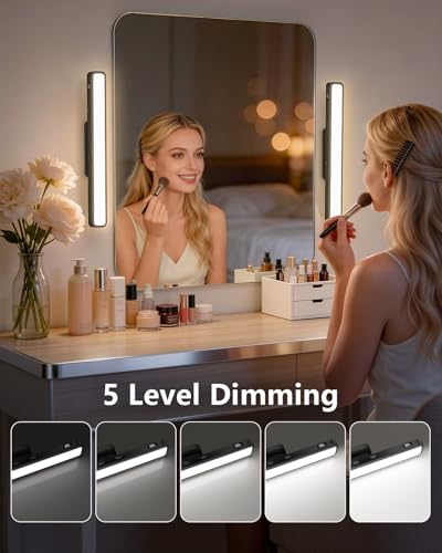 Image of WILLED 5W Vanity Lights for Mirror with Remote Control,Magnetic Stick on Mirror Lights,Adjustable Color Temperatures Magnetic Light Bar for Mirror,Makeup Light for Bedroom, Bathroom(2 Pack)