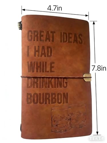 Carnet de notes en cuir véritable marron reliure bourbon 140 pages A6 - 2