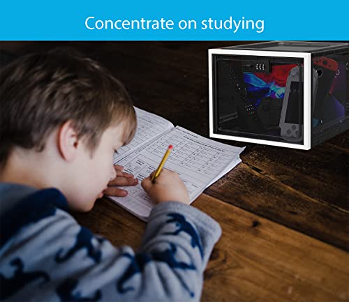 Habit Control Medicine Lock Box with Combination Lock, Large Medication Lock Box with Code, Locked Refrigerator Box for Food, Snack, Tablet Storage Locker, Cell Phone Jail Classroom, Family (Black)