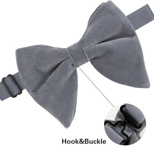 Image of Alizeal Velvet Pre-tied Adjustable Bow Tie for Men Oversize Formal Solid Tuxedo Bowtie