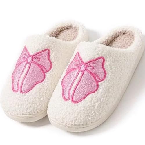 Women's Memory Foam Slippers with Elegant Sparkling Bow, Cute and Fashionable House Shoes