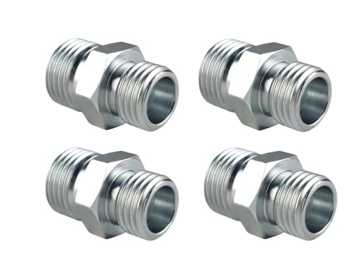 Image of DEWHEL 4PCS M14 To M16 Carbon Steel Hydraulic Hose Pipe Thread Connector Compatible with Mini Excavator AGT、FF Industries、VICSEC、Miva、Machpro、TPM