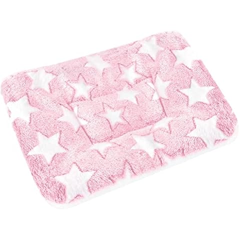 catadog Small Animal Bed Mat, Soft & Warm, Suitable for Guinea Pig, Hamster, Rabbit, Rat and Bearded Dragon (X-Large(13.3''x9.4''), Star Pink) Cover