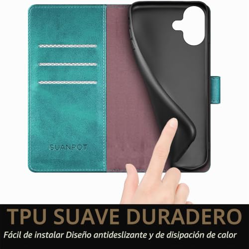 Funda para iPhone 16 de Cuero PU Cierre Magnético Apple 6.1 6