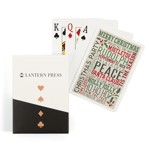 Lantern Press Christmas Typography, 52 cartas poker para adultos