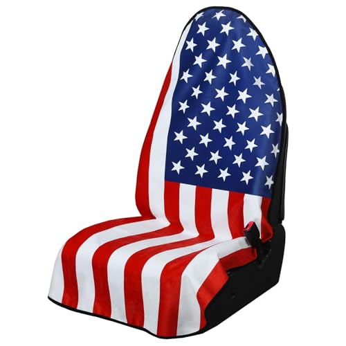 Image of Universal Waterproof Car Seat Covers USA Flag - Automotive Seat Cushion for Sedan SUV Truck Front OR Rear Seats - Anti Slip Car Seat Protector Suit for After Yoga Gym Hiking Running Workout Sport