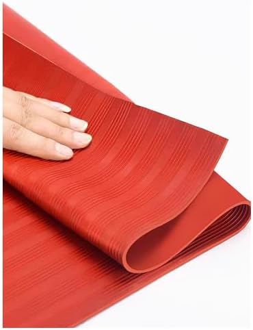 Large Insulating Rubber Mats - 3MM Thick Non-Conductive Switchboard Mat, Red, Non-Slip High Voltage Floor Matting for Home & Commercial Use (100x500cm/39.4x197in)