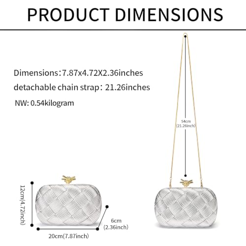 Image of Clutch Purses for Women, Vegan Leather Evening Handbag with Gold Chain
