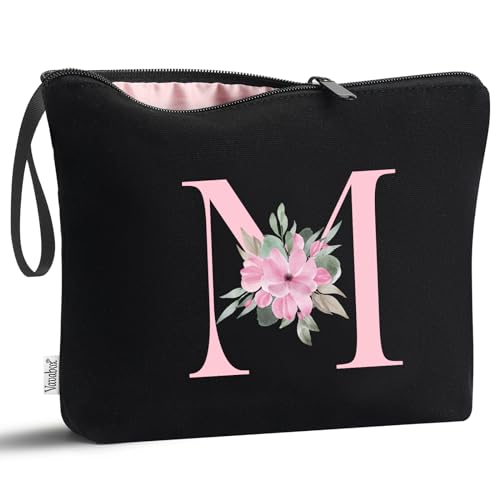 Vavabox A-Z Personalized Makeup Bag, Birthday Mom, Gifts for Best Friend, Bride Bridesmaid Cosmetic bag (A, White)