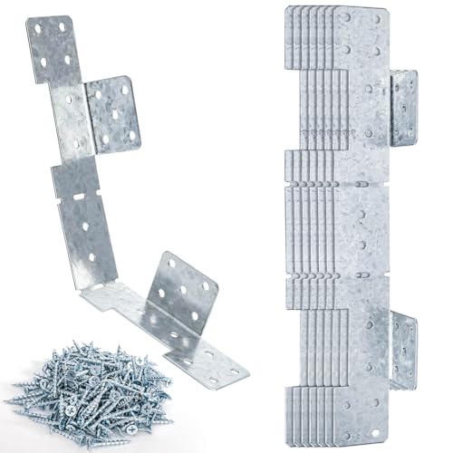 YOUEON 8 Pcs Adjustable Stair Stringer Connector with Screws, 18 Gauge Galvanized Carbon Steel Stair Stringer Hanger Brackets, Concealed Deck Stair Brackets for 2x10 & 2x12 Stringers, Reversible
