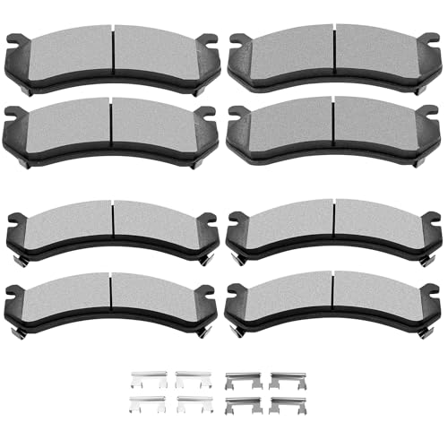 Image of SCITOO D784 D785 Front and Rear Semi-Metal Disc Brake Pad Set 8PCS w /Hardware Fit For Chevrolet For Avalanche,For Avalanche 2500,For GMC For Sierra 1500 HD,For Sierra 2500,For Hummer For H2