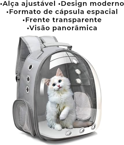 Mochila de Transporte para Cães e Gatos Bolsa Portátil com Visão Panorâmica e Ventilação Ideal para