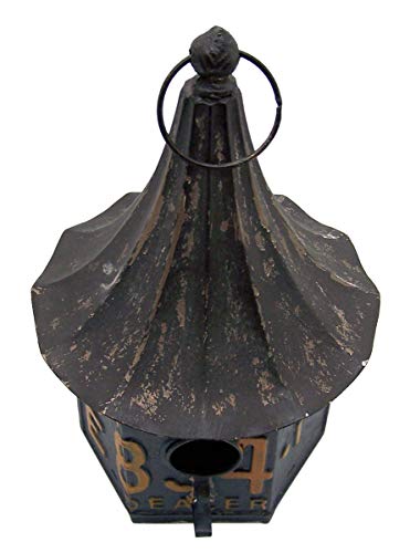 Wowser Rustic Metal Vintage Syle Blue License Plate Birdhouse For Outside, 13 Inches #TOP4